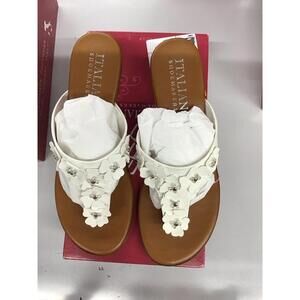 Italian shoemakers brand handmade 2” wedge sandals size 8 1/2 white floral gems